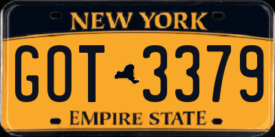 NY license plate GOT3379