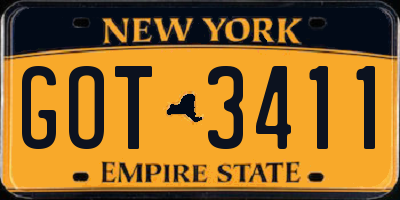 NY license plate GOT3411