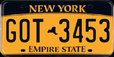 NY license plate GOT3453