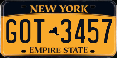 NY license plate GOT3457