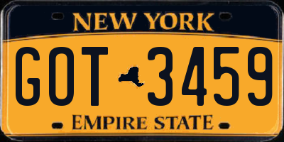 NY license plate GOT3459