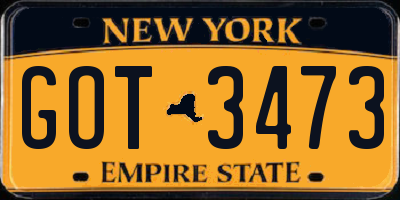 NY license plate GOT3473