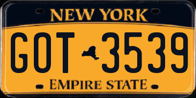 NY license plate GOT3539