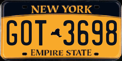 NY license plate GOT3698