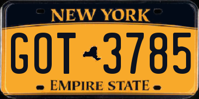 NY license plate GOT3785