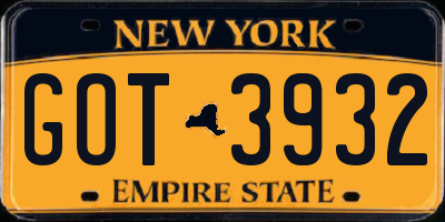 NY license plate GOT3932