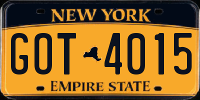 NY license plate GOT4015
