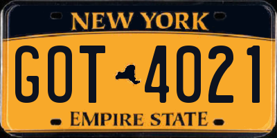 NY license plate GOT4021