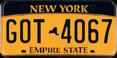 NY license plate GOT4067