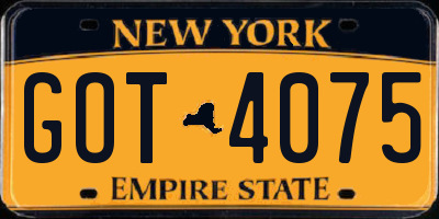NY license plate GOT4075