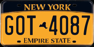 NY license plate GOT4087
