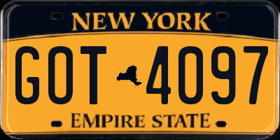 NY license plate GOT4097