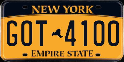 NY license plate GOT4100