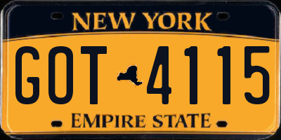 NY license plate GOT4115