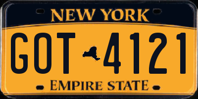 NY license plate GOT4121