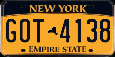 NY license plate GOT4138