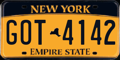 NY license plate GOT4142