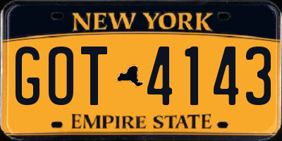 NY license plate GOT4143