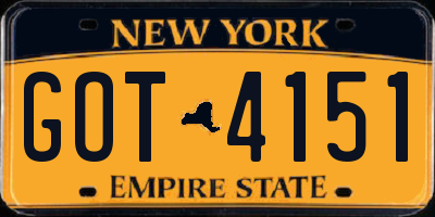 NY license plate GOT4151