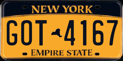 NY license plate GOT4167