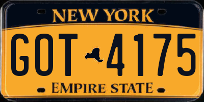 NY license plate GOT4175