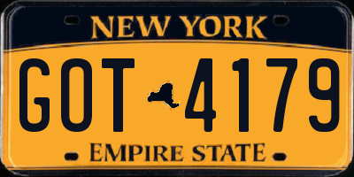 NY license plate GOT4179