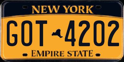 NY license plate GOT4202