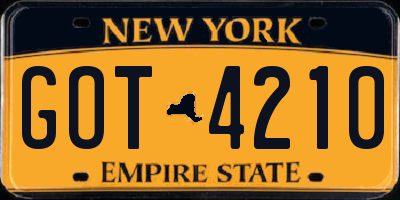 NY license plate GOT4210