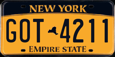 NY license plate GOT4211