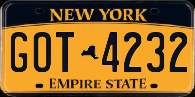 NY license plate GOT4232