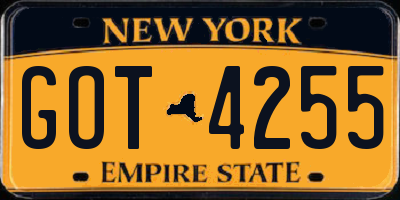 NY license plate GOT4255