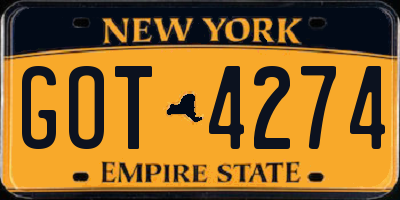 NY license plate GOT4274