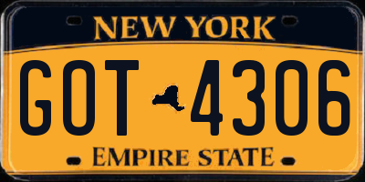 NY license plate GOT4306