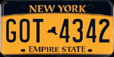 NY license plate GOT4342