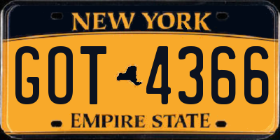NY license plate GOT4366