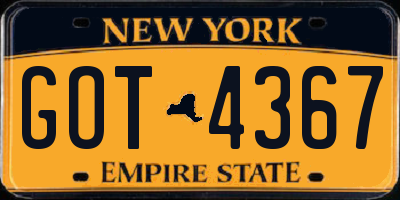 NY license plate GOT4367