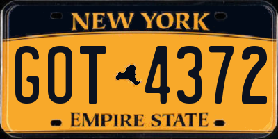 NY license plate GOT4372