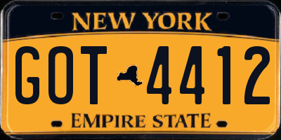 NY license plate GOT4412