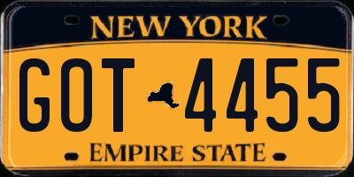 NY license plate GOT4455