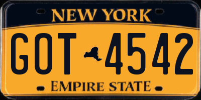 NY license plate GOT4542