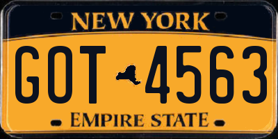 NY license plate GOT4563