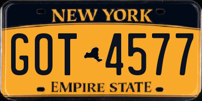 NY license plate GOT4577