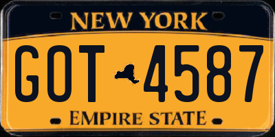 NY license plate GOT4587