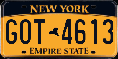 NY license plate GOT4613