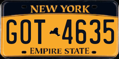 NY license plate GOT4635