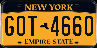 NY license plate GOT4660
