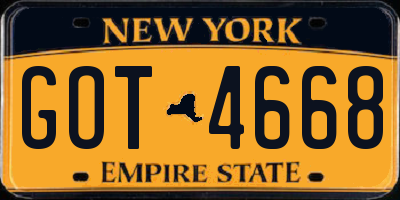 NY license plate GOT4668