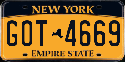 NY license plate GOT4669