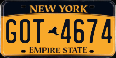 NY license plate GOT4674