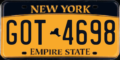 NY license plate GOT4698